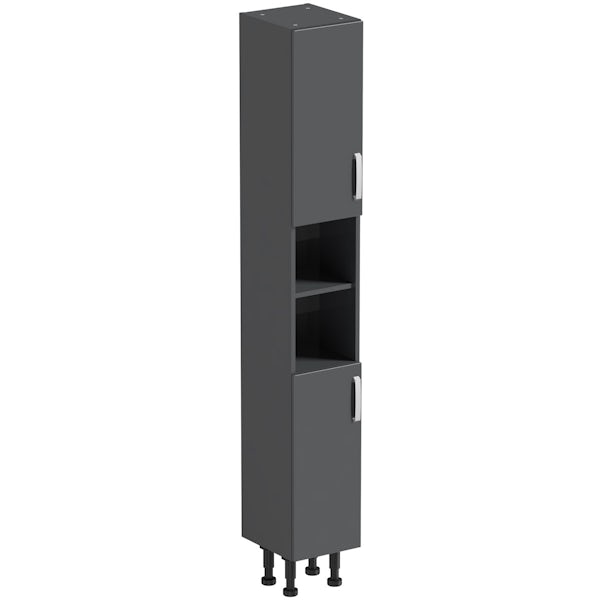 Reeves Nouvel gloss grey tall storage unit 1990 x 300mm