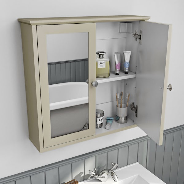 The Bath Co. Camberley satin ivory wall mounted mirror cabinet