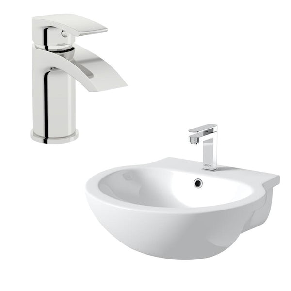 Orchard Maine semi recessed basin 545mm and Wye basin mixer tap