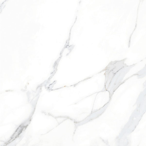 Storm white marble effect gloss wall and floor tile 600mm x 600mm