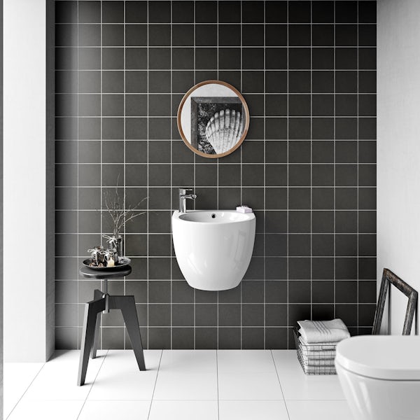 British Ceramic Tile Patchwork plain dark grey matt tile 142mm x 142mm