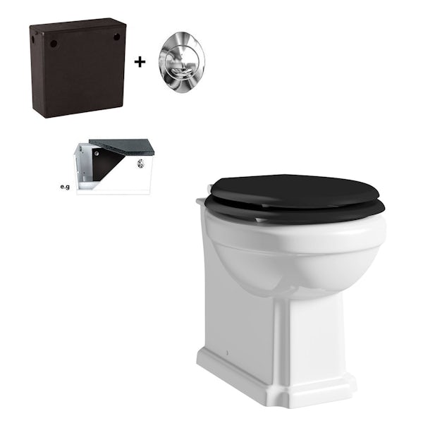 The Bath Co. Dulwich back to wall toilet with black soft close seat and concealed cistern