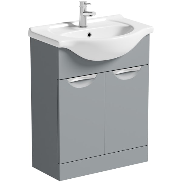 Orchard Elsdon stone grey floorstanding vanity unit and ceramic basin 650mm with tap