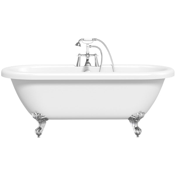 he Bath Co. Dulwich complete bathroom suite with freestanding shower bath, shower and taps