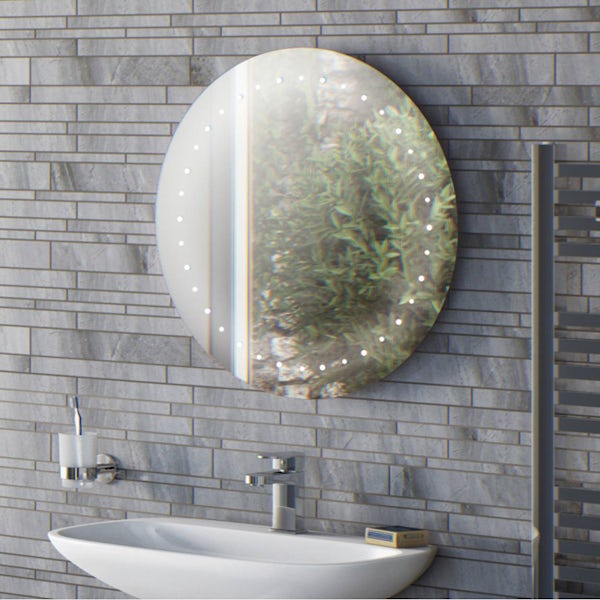 Aries Mains Powered Led Bathroom Mirror, Round Bathroom Mirror With Lights Battery Operated