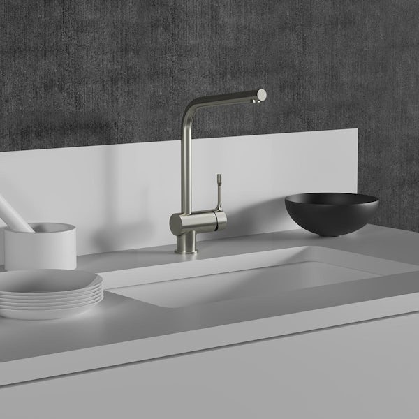 Ideal Standard Ceralook single lever l-shape spout kitchen mixer tap in silver storm