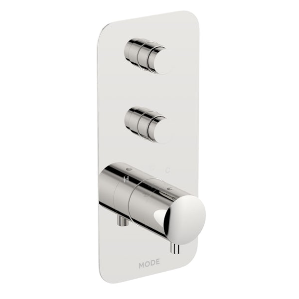 Mode Foster concealed twin thermostatic push button shower valve with diverter