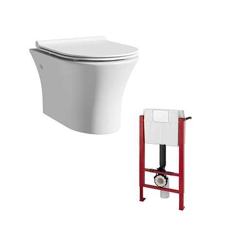 Mode Hardy rimless wall hung toilet with slimline soft close seat and wall mounting frame