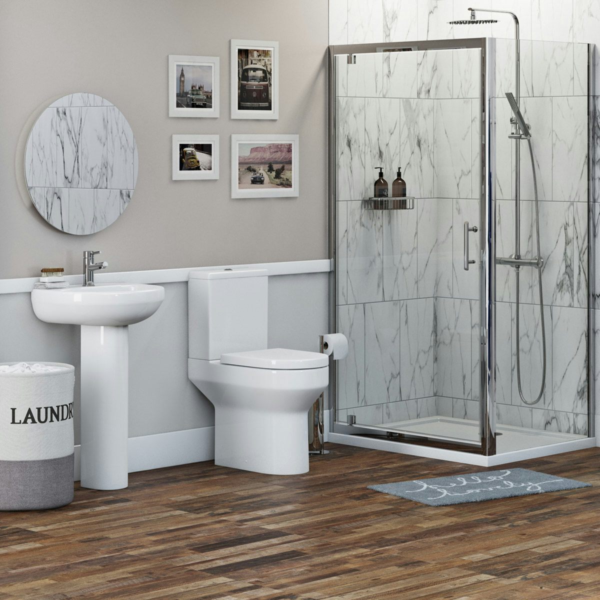 Orchard Wharfe bathroom suite with square enclosure and tray 1000 x 900