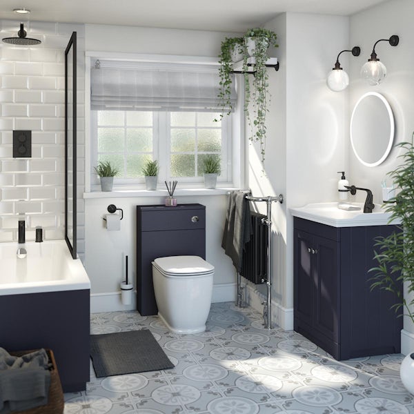 The Bath Co. Ascot indigo floorstanding vanity unit and ceramic basin 600mm