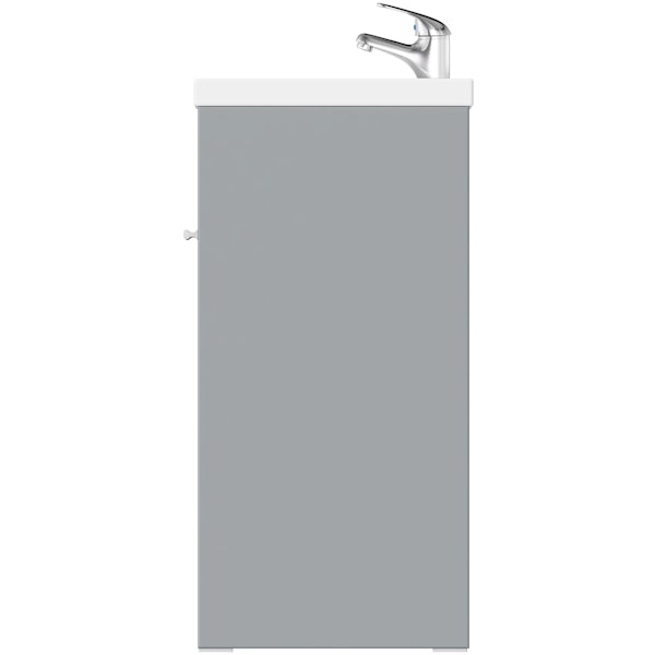Clarity satin grey floorstanding vanity unit and ceramic basin 760mm with tap