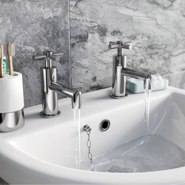 Mode Tate basin pillar taps with slotted waste