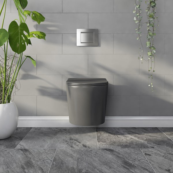 Mode Orion charcoal grey wall hung toilet and soft close seat