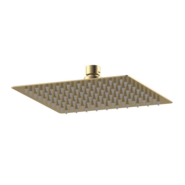 Mode Hicks slim stainless steel square fixed head brushed brass