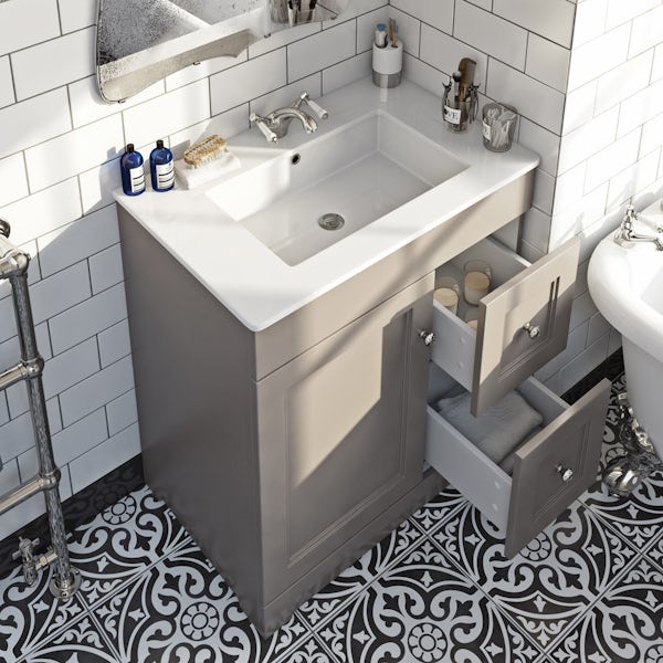 The Bath Co. Winchester graphite vanity unit and basin 760mm