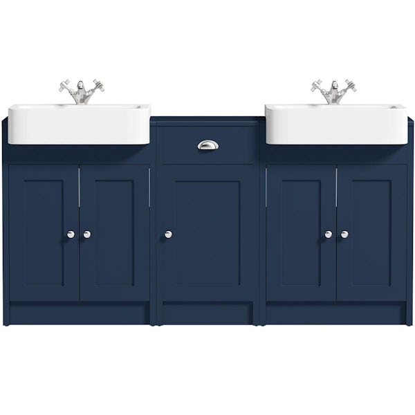Orchard Dulwich matt navy floorstanding double vanity unit and basin with storage combination