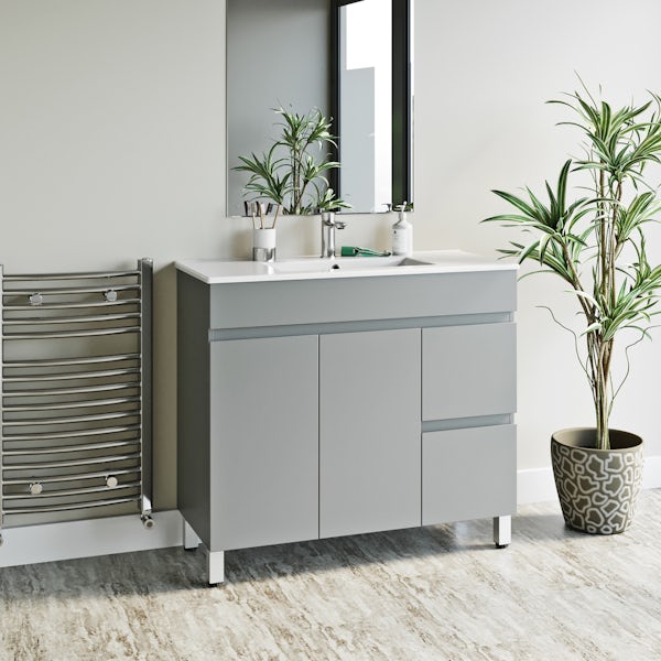 Orchard Thames satin grey floorstanding vanity unit and ceramic basin 915mm