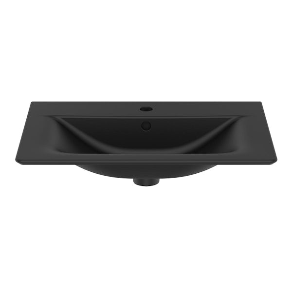 Ideal Standard Connect Air 1 drawer vanity with silk black 1 tap hole basin 640mm