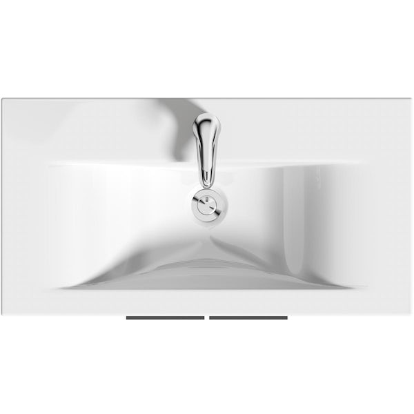 Clarity white floorstanding vanity unit and ceramic basin 760mm with tap and black handles