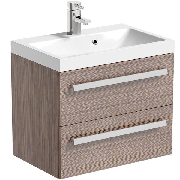 Orchard Wye walnut furniture package with wall hung vanity unit 600mm