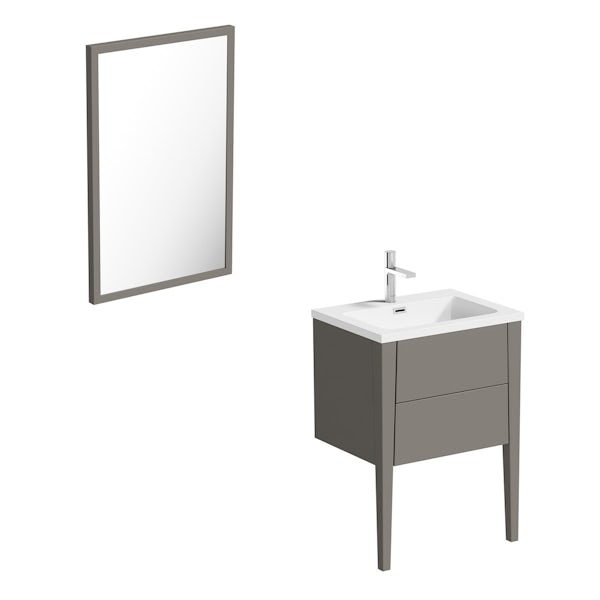 Mode Hale greystone matt vanity unit and basin 600mm with mirror