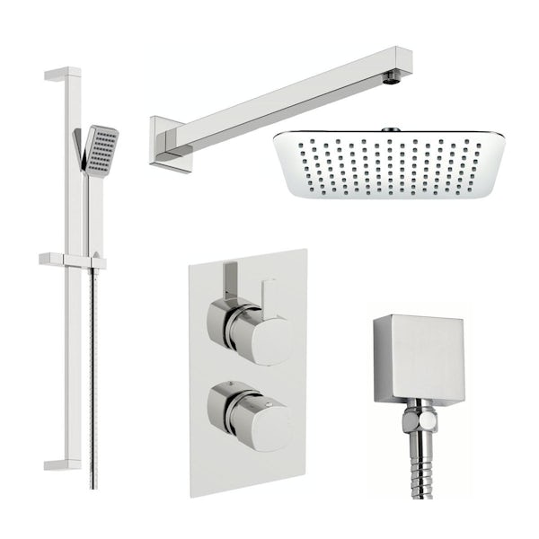 Mode Burton twin thermostatic shower set with sliding rail and wall shower head