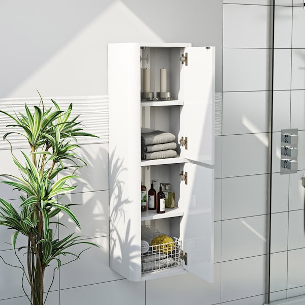 Mode Carter white furniture package with floorstanding vanity unit 1000mm