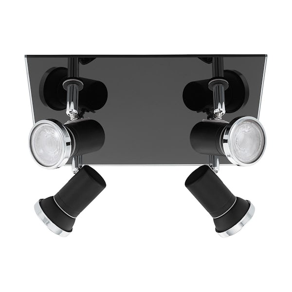 Eglo Tamara IP44 1 light bathroom ceiling light in black and chrome