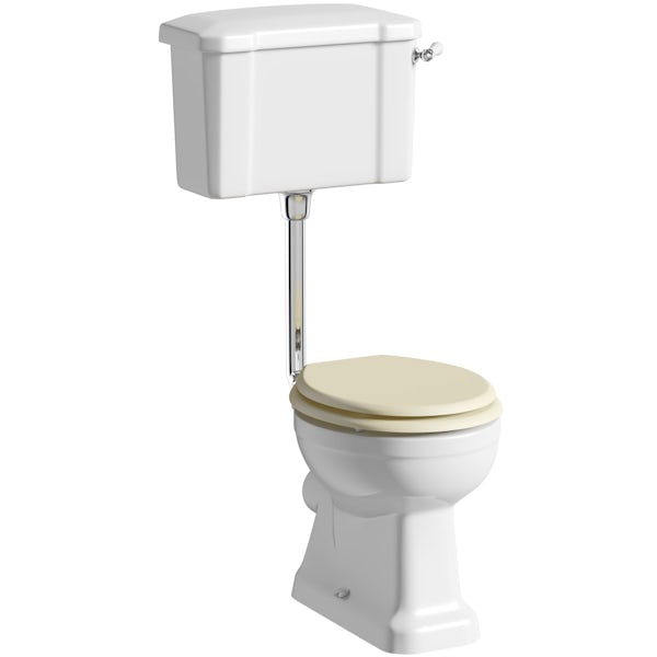 The Bath Co. Camberley low level toilet with ivory soft close seat with pan connector