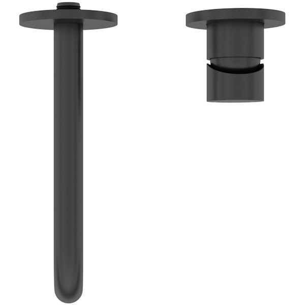 Mode Spencer round wall mounted black bath mixer tap offer pack