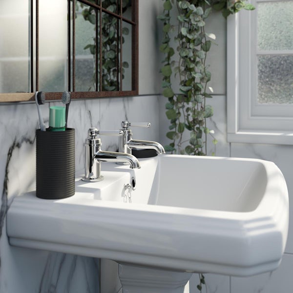 The Bath Co. Aylesford Vintage basin pillar taps with waste