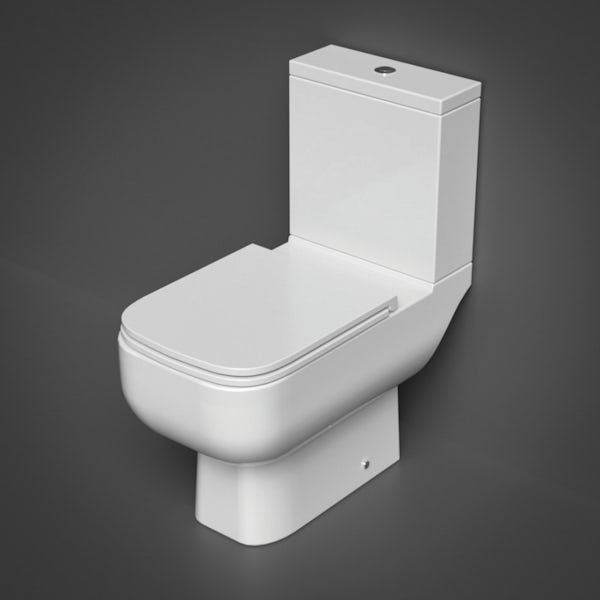 RAK Series 600 open back close coupled toilet with soft close wrap over seat