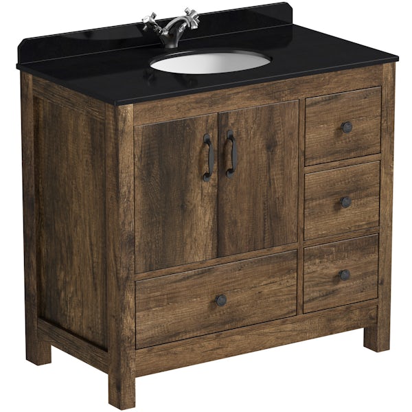 The Bath Co. Dalston vanity unit and black marble basin 900mm with mirror
