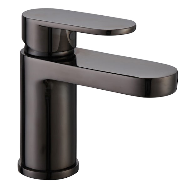 Kirke Curve black basin mixer tap with cold start and FREE waste