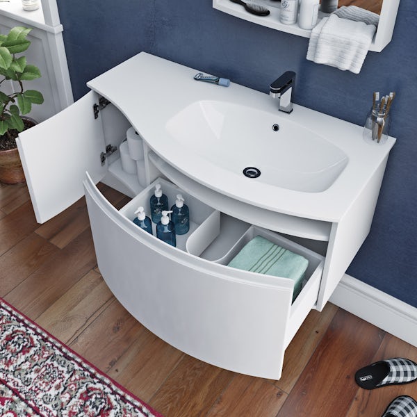 Mode Harrison snow right handed wall hung vanity unit 1000mm