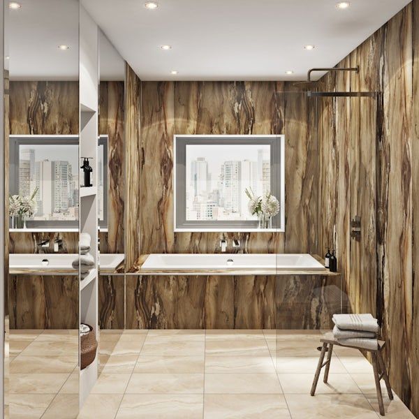 Multipanel Linda Barker Dolce Macchiato unlipped shower wall panel 2400 x 1200