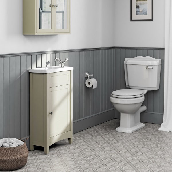 The Bath Co. Camberley satin ivory cloakroom unit with traditional ...