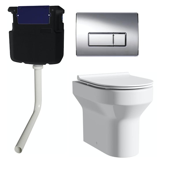 Orchard Wharfe back to wall toilet with slim soft close seat, concealed cistern and push plate