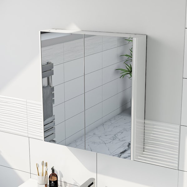 600mm white curved mirror cabinet