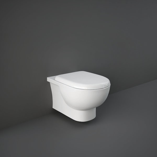 RAK Tonique rimless wall hung toilet and soft cose seat