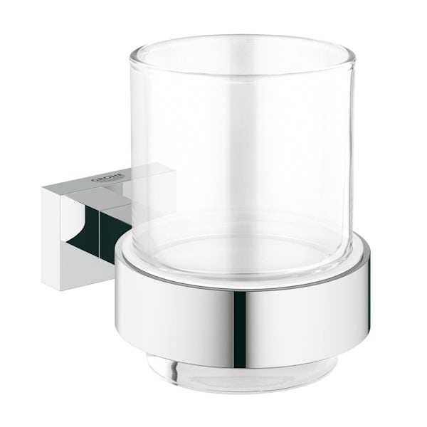 Grohe Essentials Cube tumbler and holder