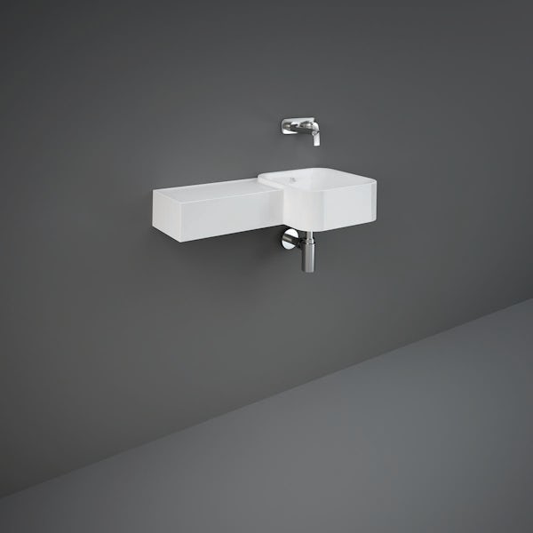 RAK Petit squared wall hung basin 765mm with left handed ledge