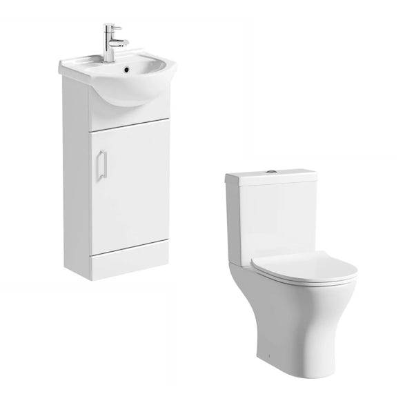 Sienna 41 White Vanity Unit with Compact Square Toilet
