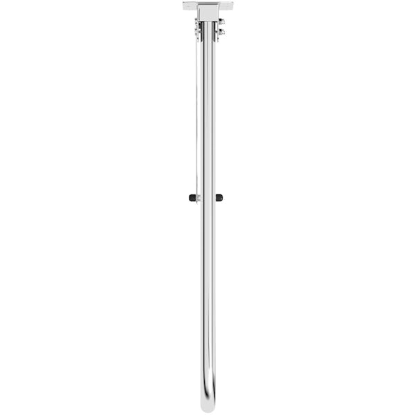 Nymas Hinged polished lift and lock support rail with leg and toilet roll holder 800mm