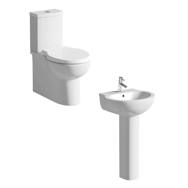 Madison close coupled toilet and full pedestal basin suite 540mm