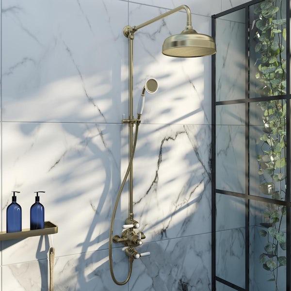The Bath Co. Aylesford Vintage brushed brass exposed dual function shower system