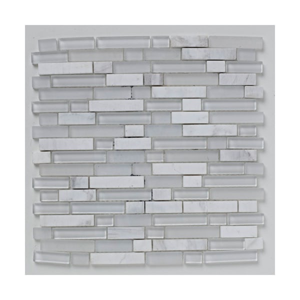 British Ceramic Tile Mosaic ice white gloss tile 305mm x 305mm - 1 sheet