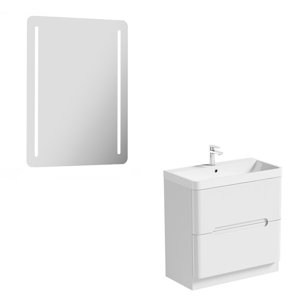 Mode Ellis white vanity drawer unit 800mm and mirror offer