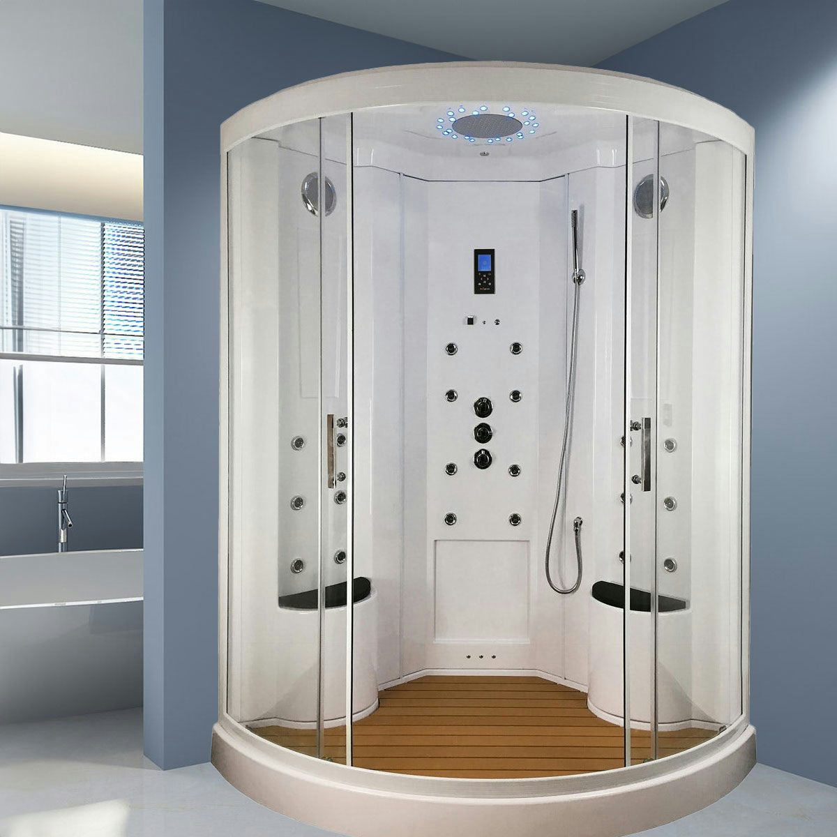 Insignia quadrant steam shower cabin 1350 x 1350 | VictoriaPlum.com