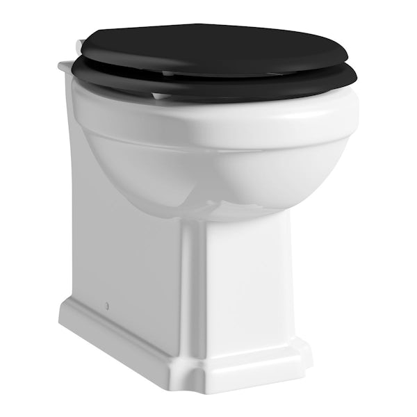 The Bath Co. Dulwich back to wall toilet with black soft close seat and concealed cistern